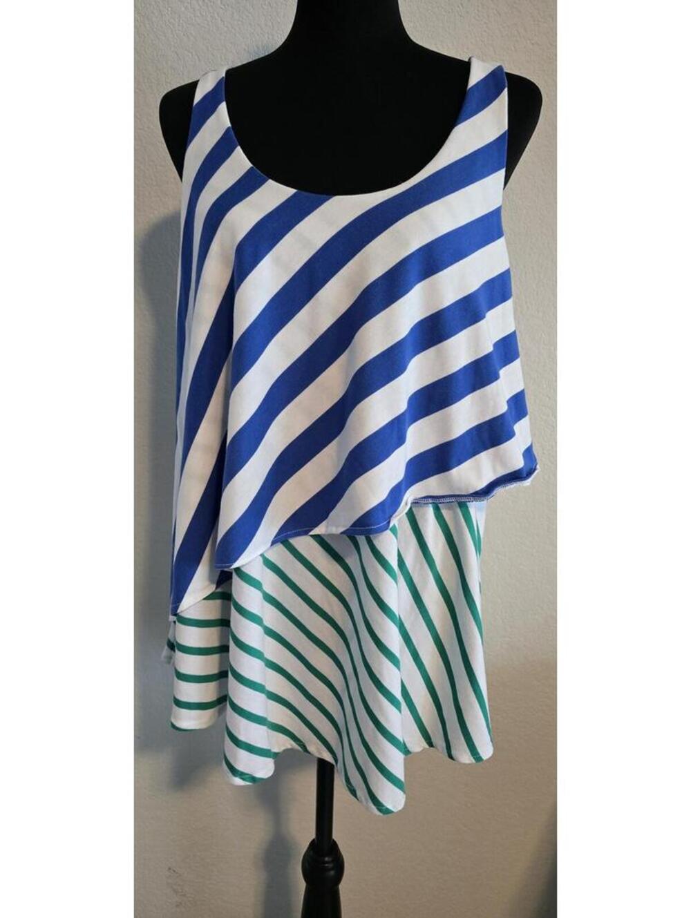 Faded Glory Women's Striped Layered Tank Top XXL